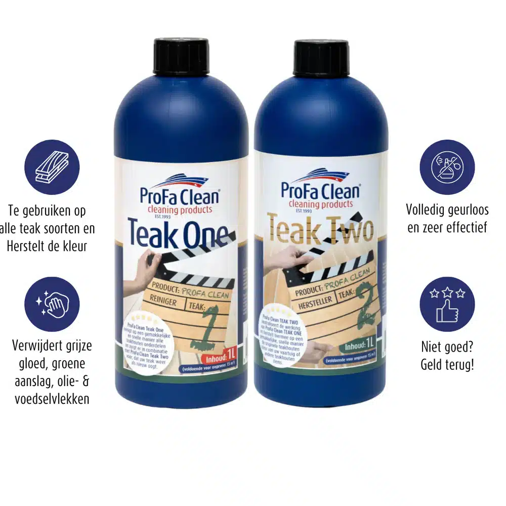 Profaclean Teak 1 & 2 (2 x 1L) – Teakreiniger & Teakhersteller - Afbeelding 2